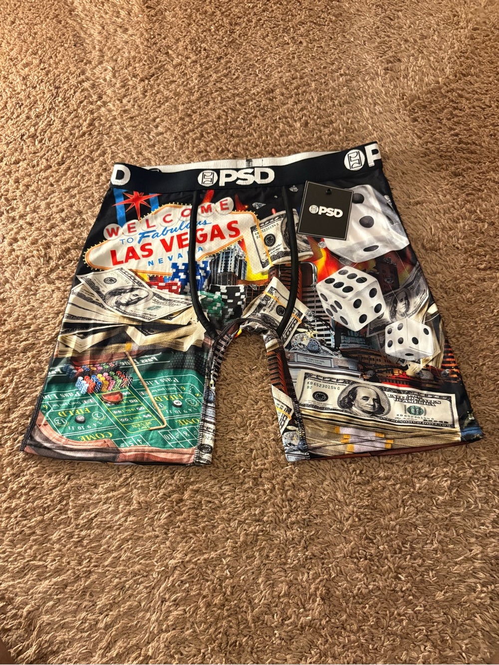 PSD Kids Las Vegas Casino Print Compression Shorts - Black Multi